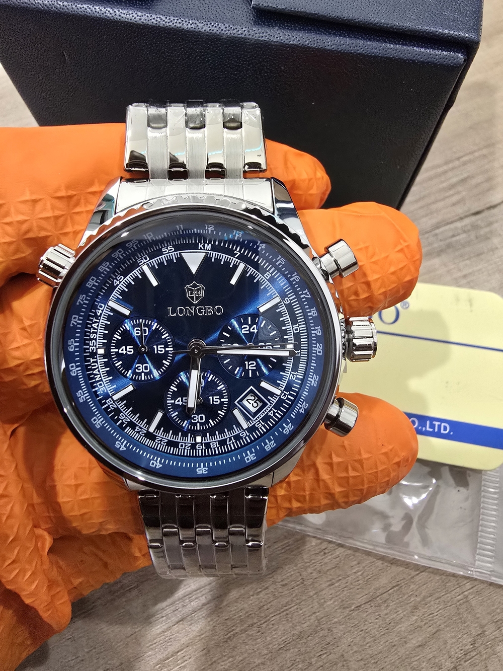 Men's Blue Dial Stainless Steel Chronograph Watch